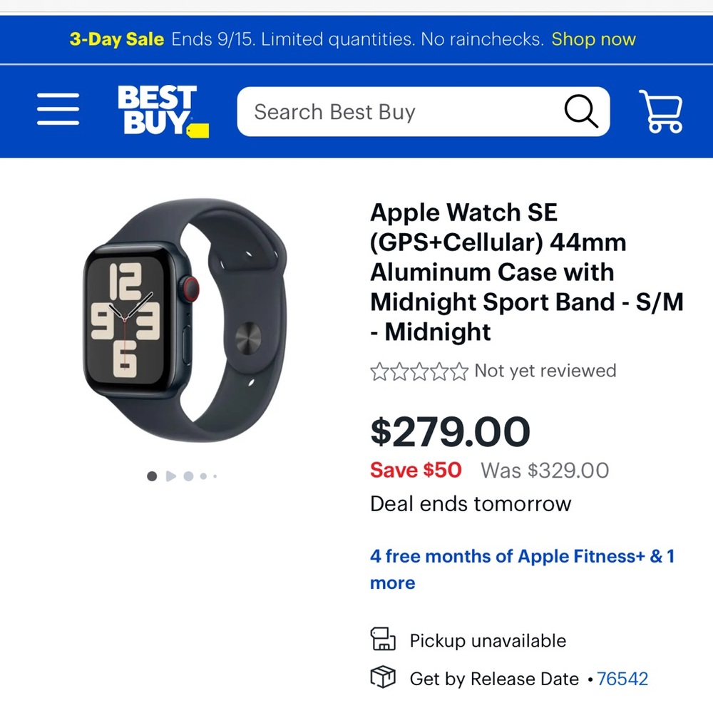 MAKE OFFER Apple Watch SE (GPS+Cellular) 44mm Aluminum Case with Midnight Sport